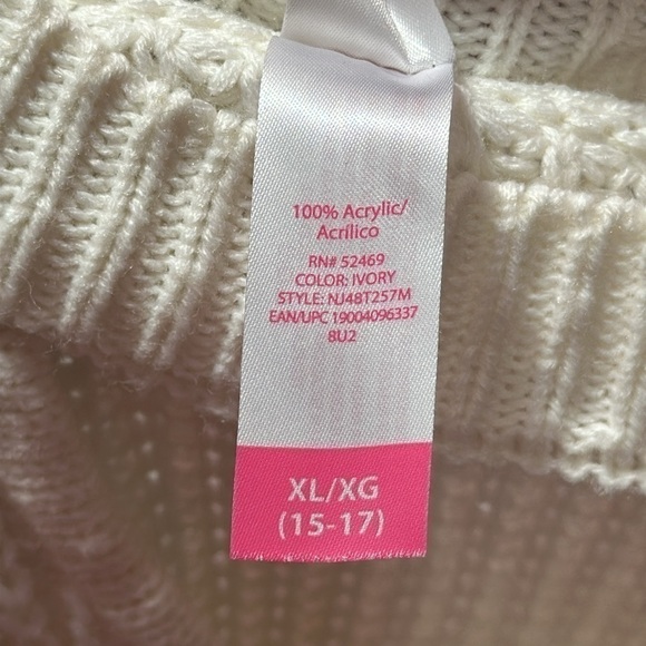 NO BOUNDARIES SWEATER DRESS JUNIORS LARGE WHITE KNIT LONG SLEEVE KEYHOLE NECK XL - Picture 5 of 5